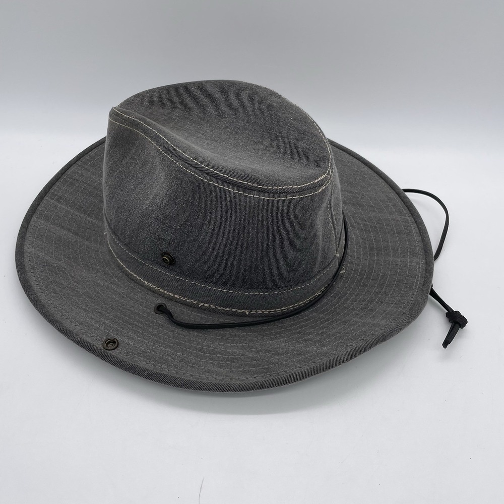 Vintage Hatquarters USA By Henschel Aussie Walker‎ Bush Hat Canvas Gray 7 1/4